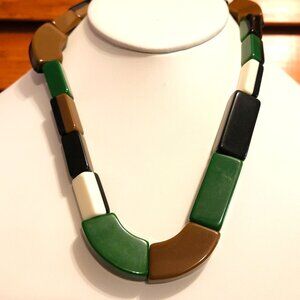 MARNI for H&M Chunky Resin Bead Necklace Black Brown Green Statement 2012 Marni